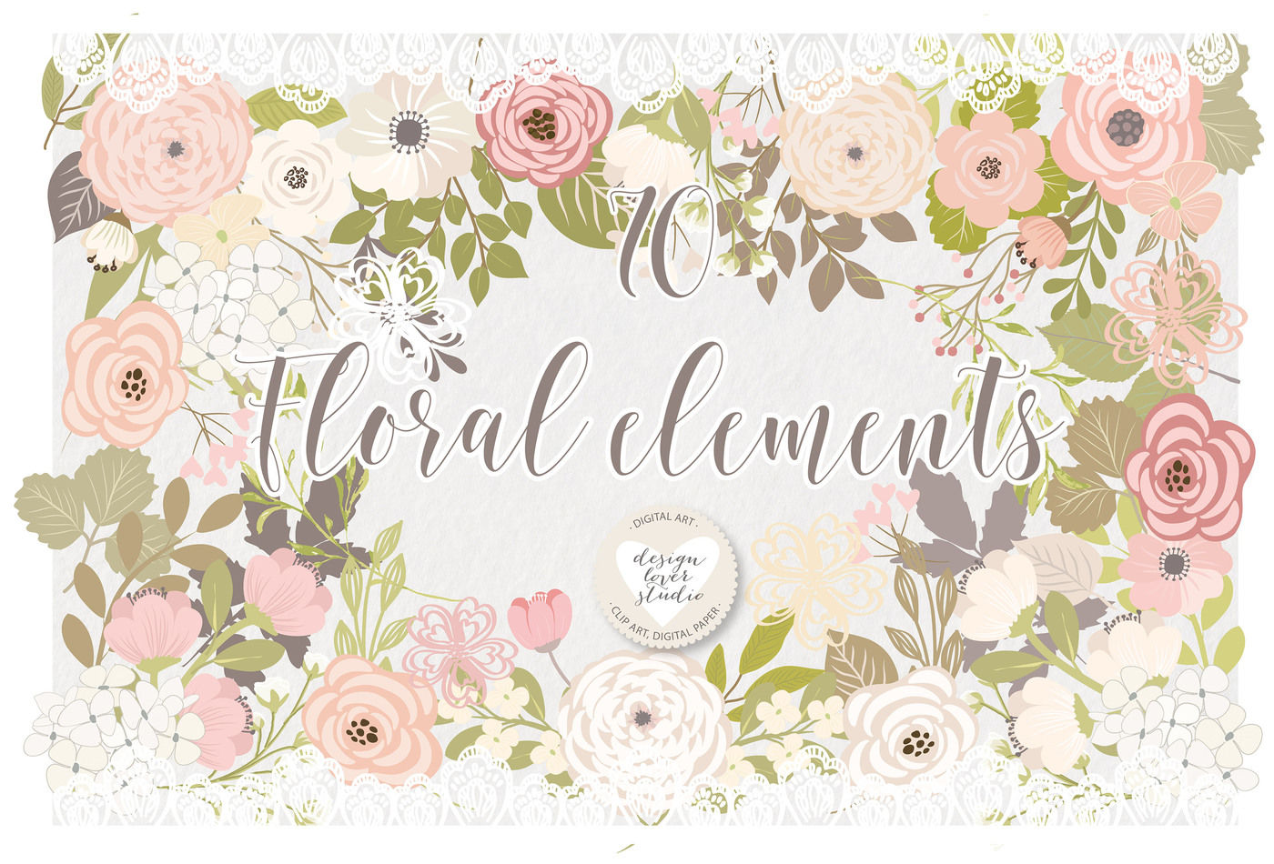 Premium Rustic wedding clipart, shabby chic clipart, Hand.