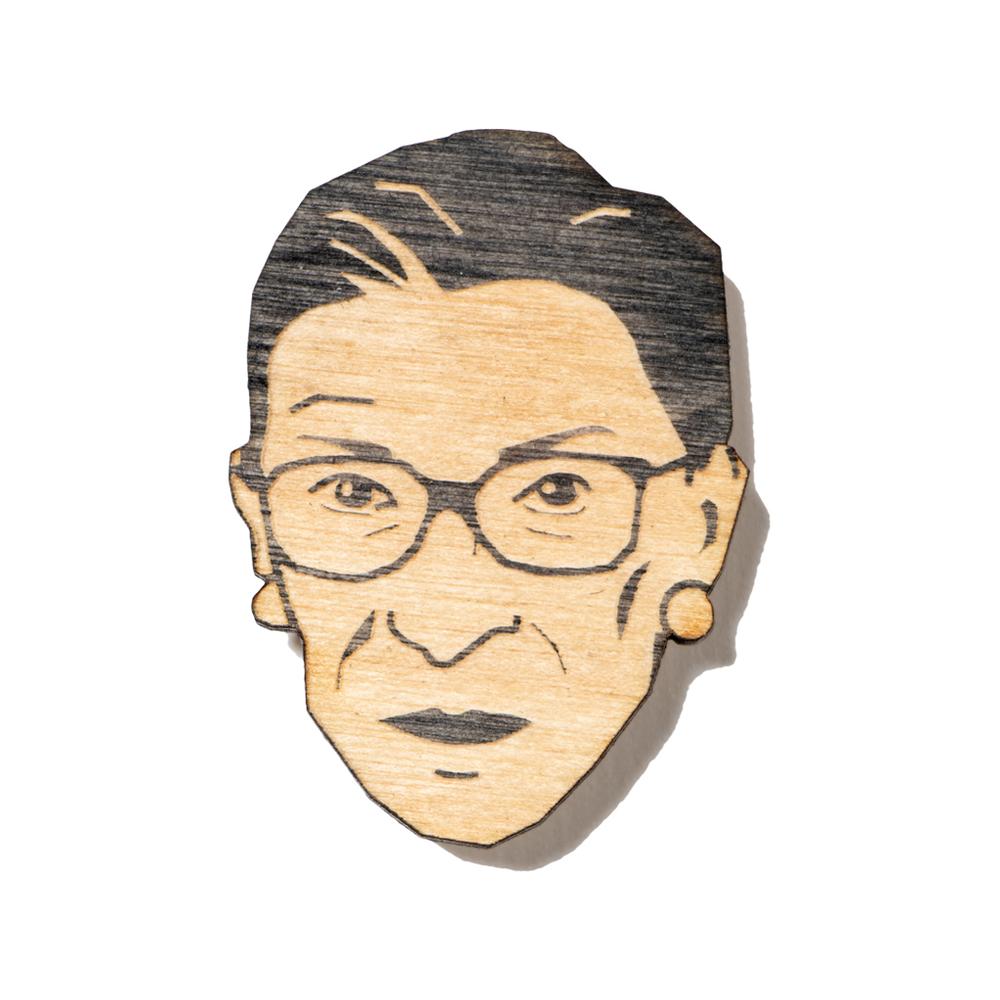 RBG Ruth Bader Ginsburg Face Wood Magnet.