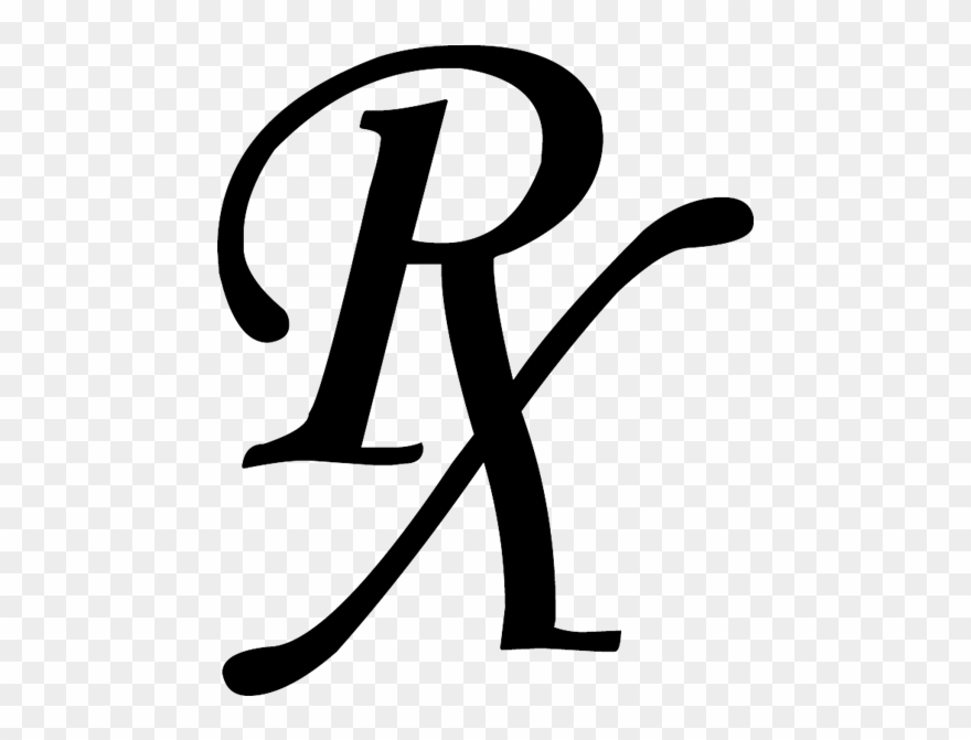 Rx Symbol Black Monotype Plain Clipart Image.