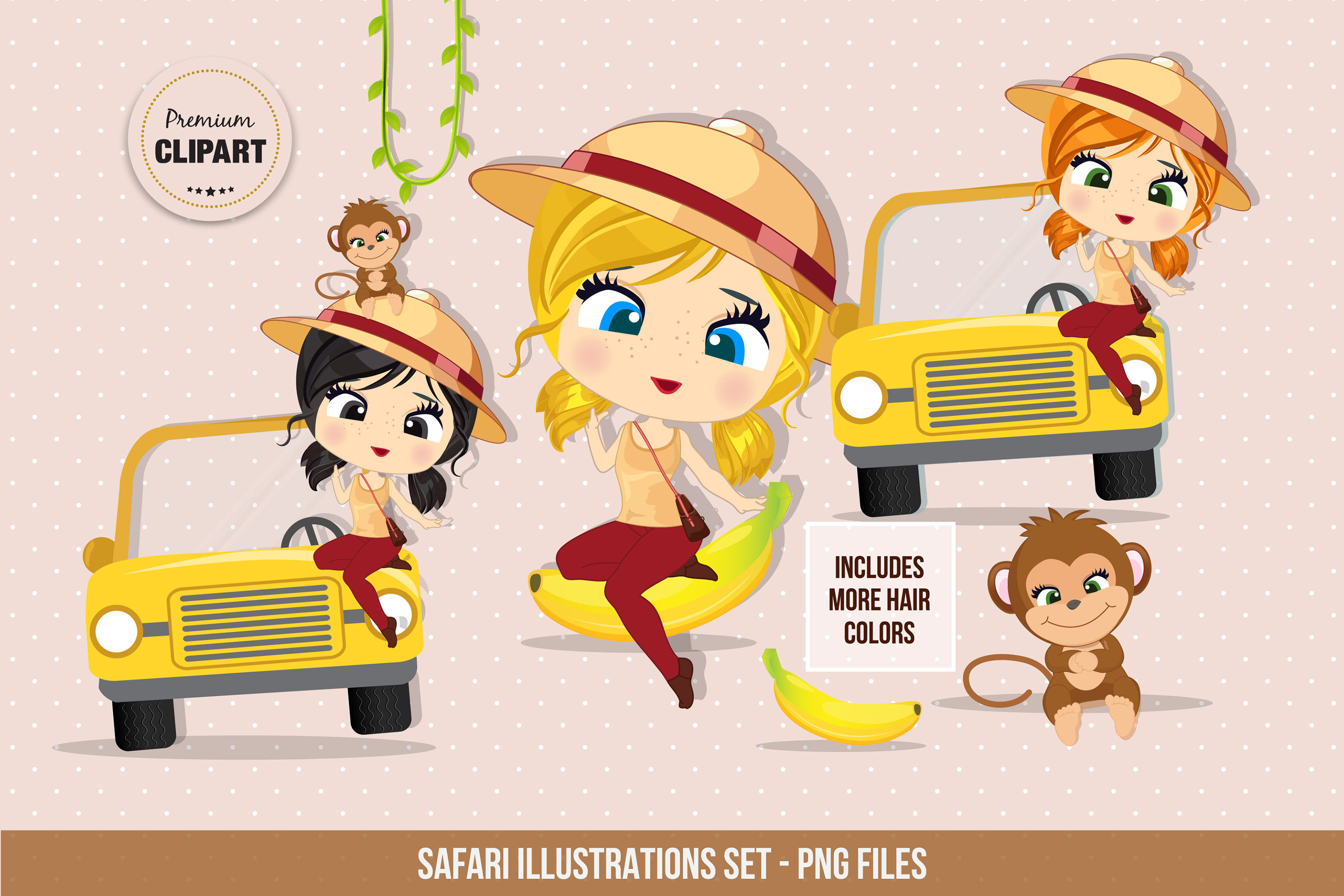 Safari clipart, Travel illustrations.