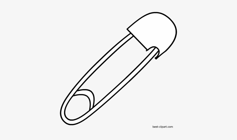 Black And White Safety Pin Free Clip Art.