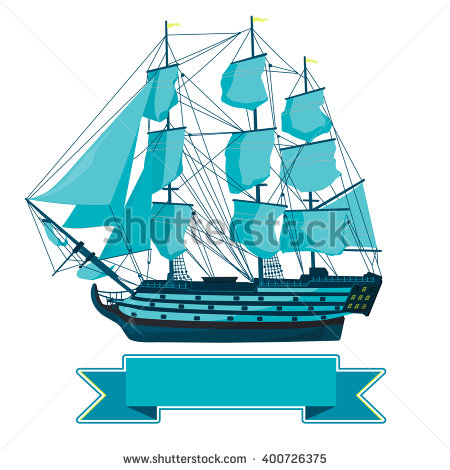 Pirate Ship Sailing Ship Under Jolly Stock Vector 122134564.