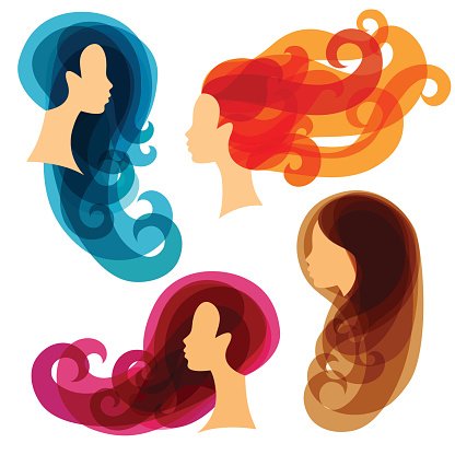 Women concept silhouettes for beauty or hairdressing salon.