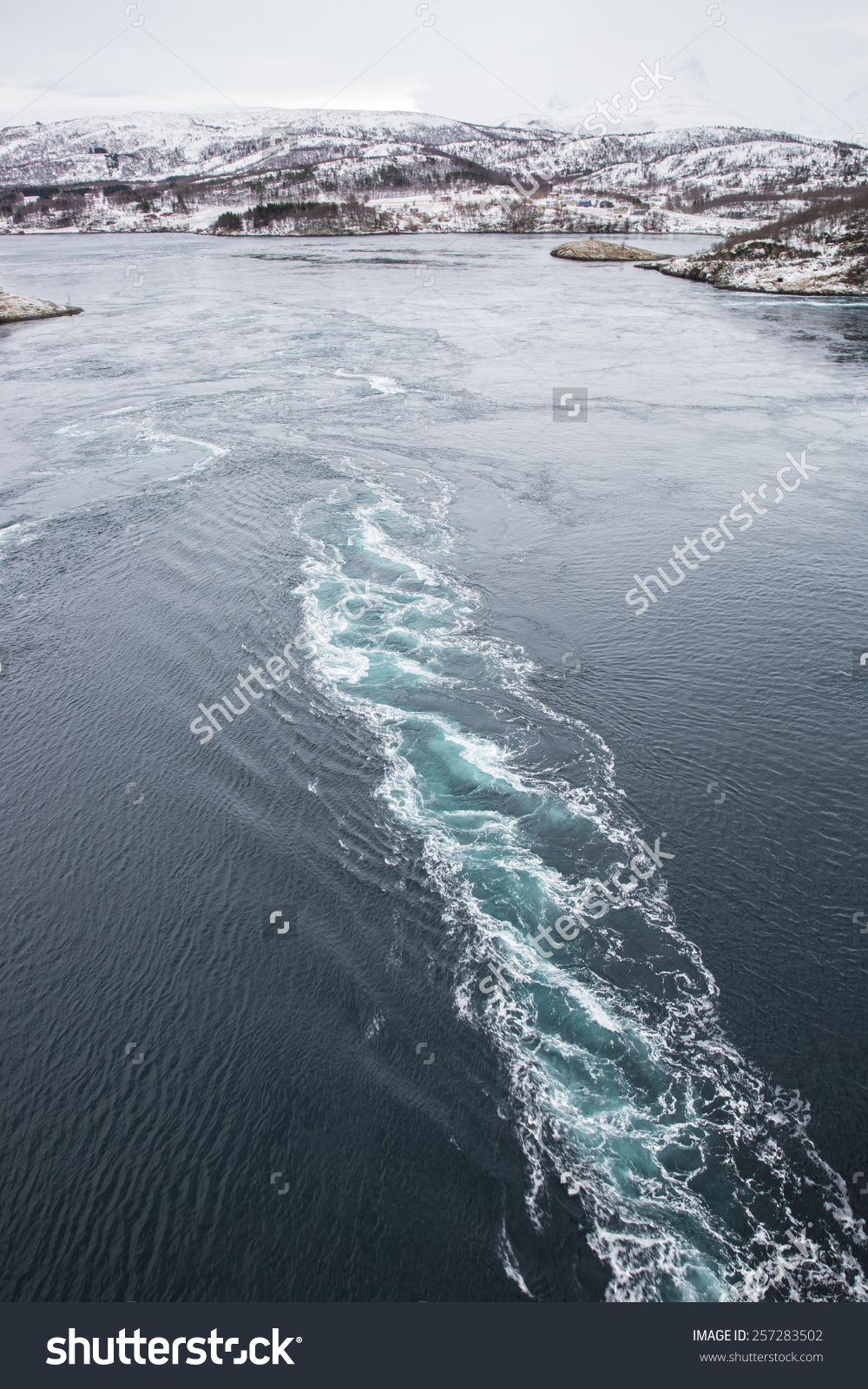 Whirlpools Maelstrom Saltstraumen Nordland Norway Stock Photo.