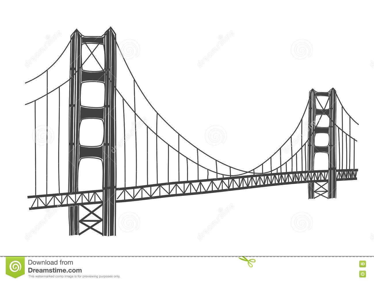 Photo about Simple illustration of Golden Gate bridge, San.