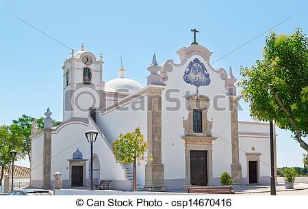 Clipart of San Lorenzo Church Faro, Loule. In Portugal.