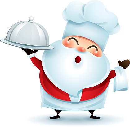 Chef Santa Claus with a serving tray Clipart Image.