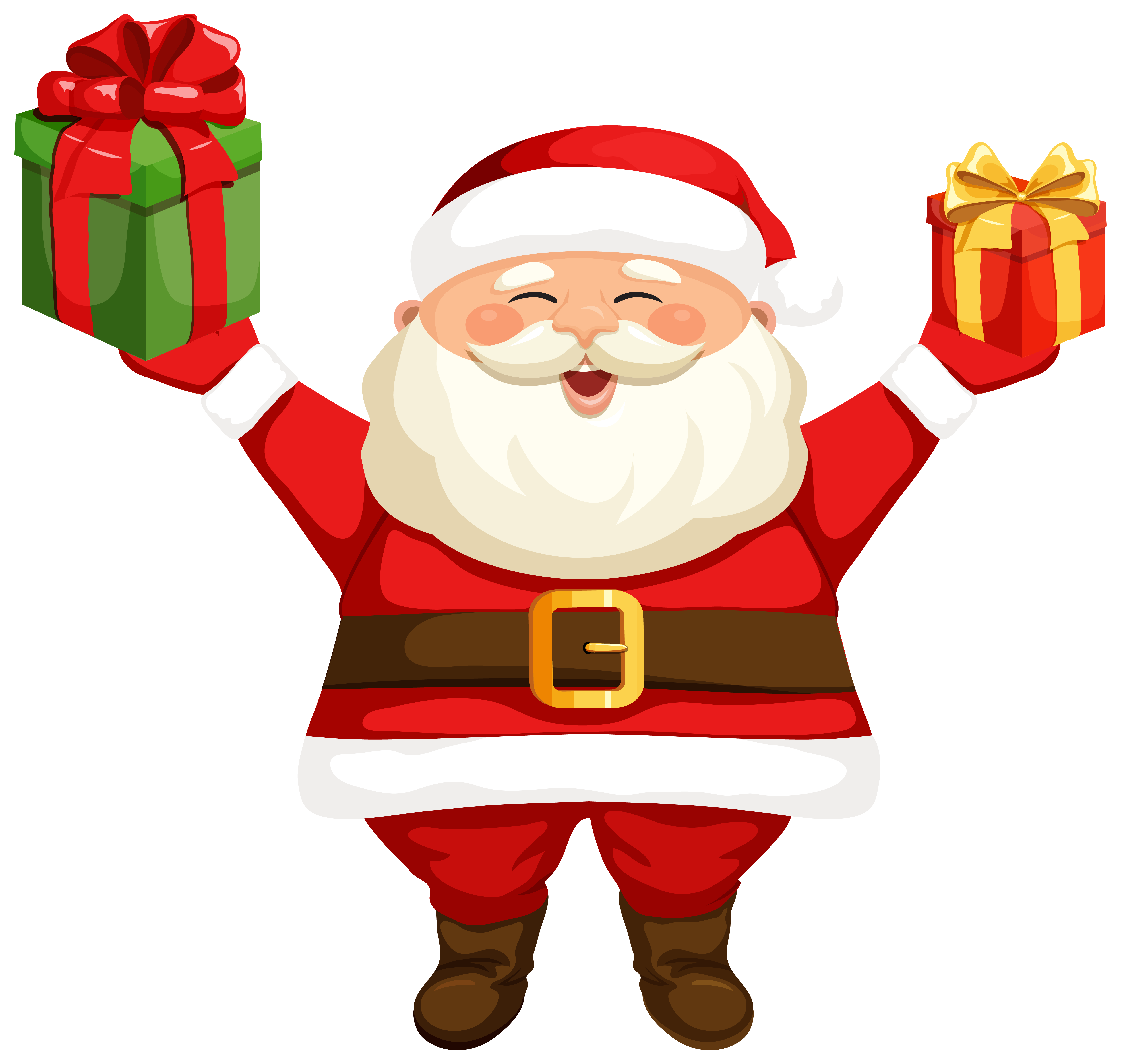 Santa Claus with Gifts PNG Clipart Image.