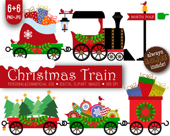 Train clipart christmas.