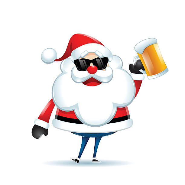 Santa With Beer Clipart.