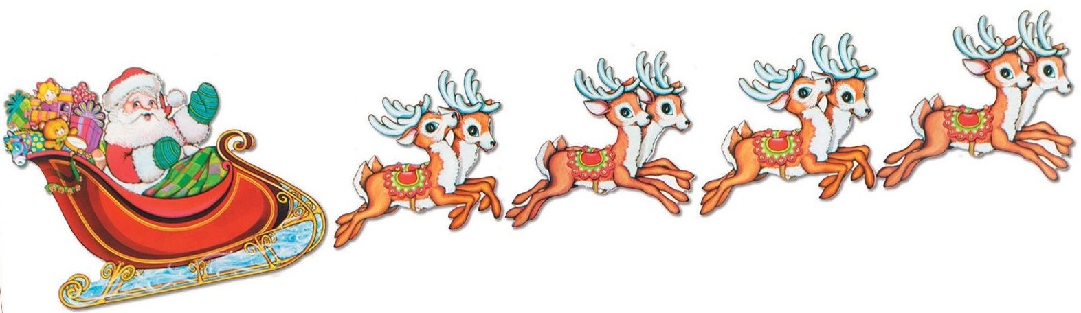 Santa Sleigh Flying Clipart.