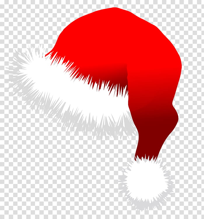 Christmas hats, red and white Santa hat transparent.