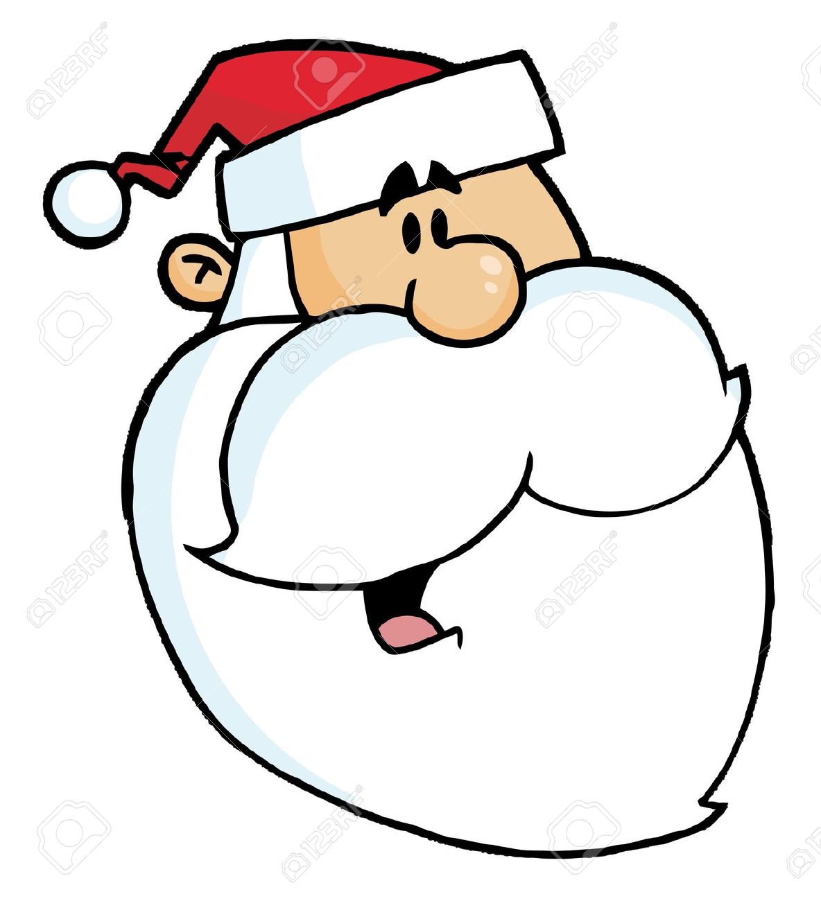 Happy Cartoon Santa Head Facing Right Royalty Free Cliparts.