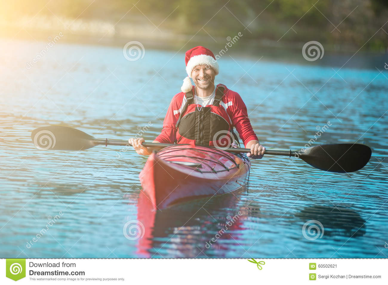 Santa kayak clipart.