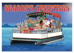 Download party boat name christmas card clipart Boat Santa.