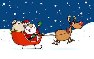 Santa iin his sleigh clipart.