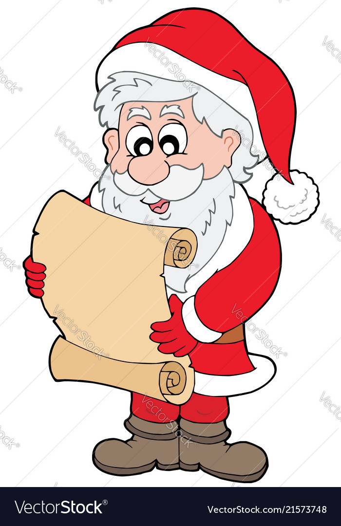 Santa claus reading parchment.
