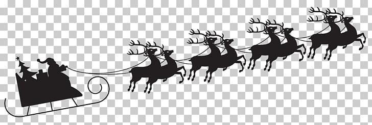 Santa Claus Reindeer Christmas , Sleigh Silhouette s PNG.