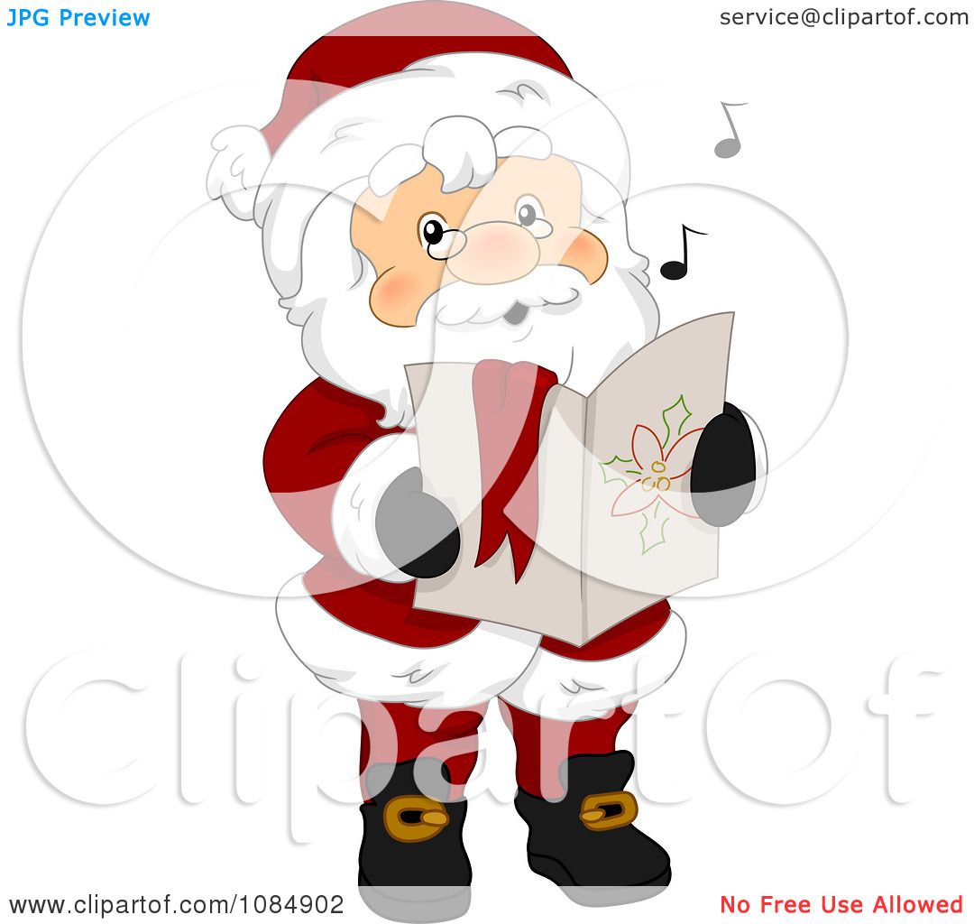 Clipart Santa Claus Singing Christmas Carols.