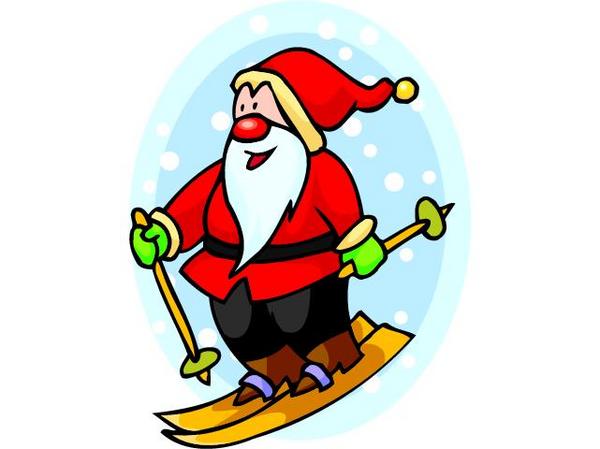 Santa On Skis Clipart.
