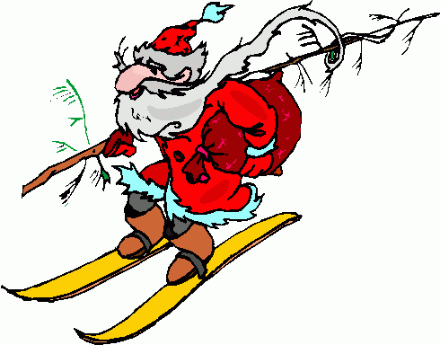 Santa On Skis Clipart.