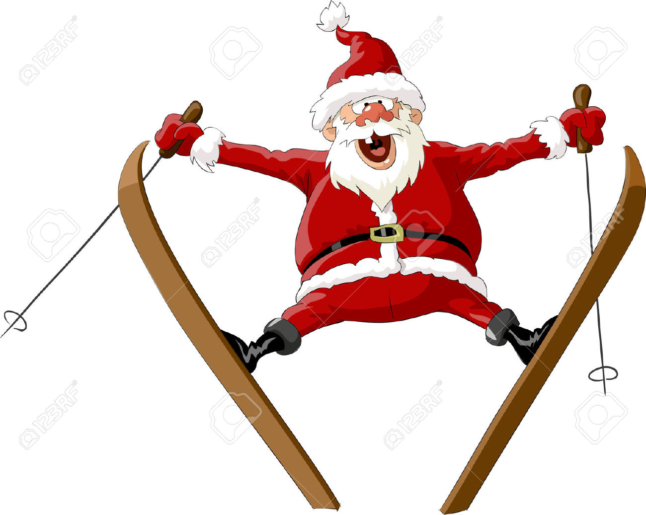 santa skiing clipart - Clipground