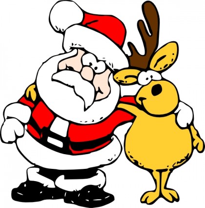Santa And Reindeer Clip Art.