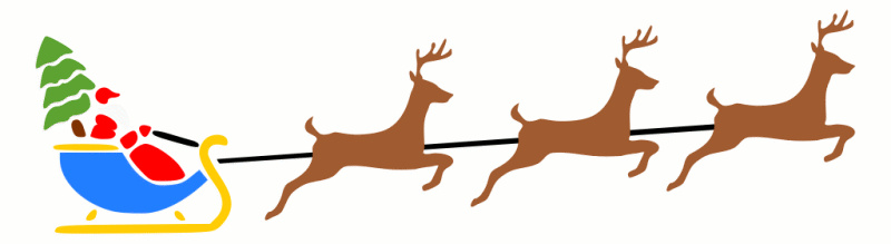 Santa sleigh and reindeer clipart.