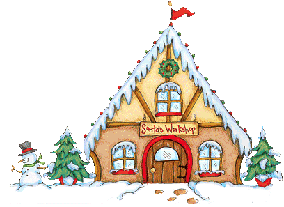 Santas Workshop Gingerbread House Clipart.