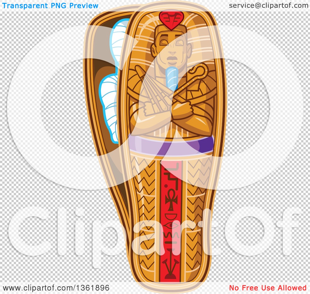 Clipart of a Cartoon Ancient Egyptian Sarcophagus Opening and.