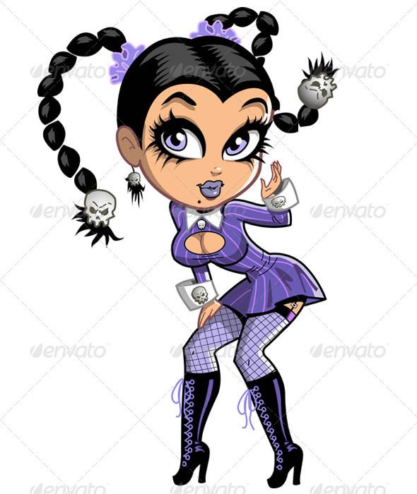 Goth Girl With Pigtails.