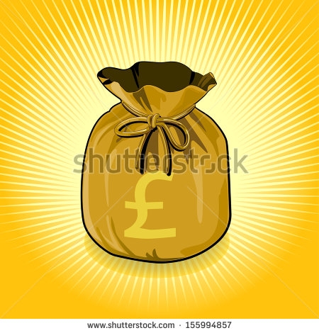 Vector Bags Of Money Show A Success./British Pound Sterling Gold.