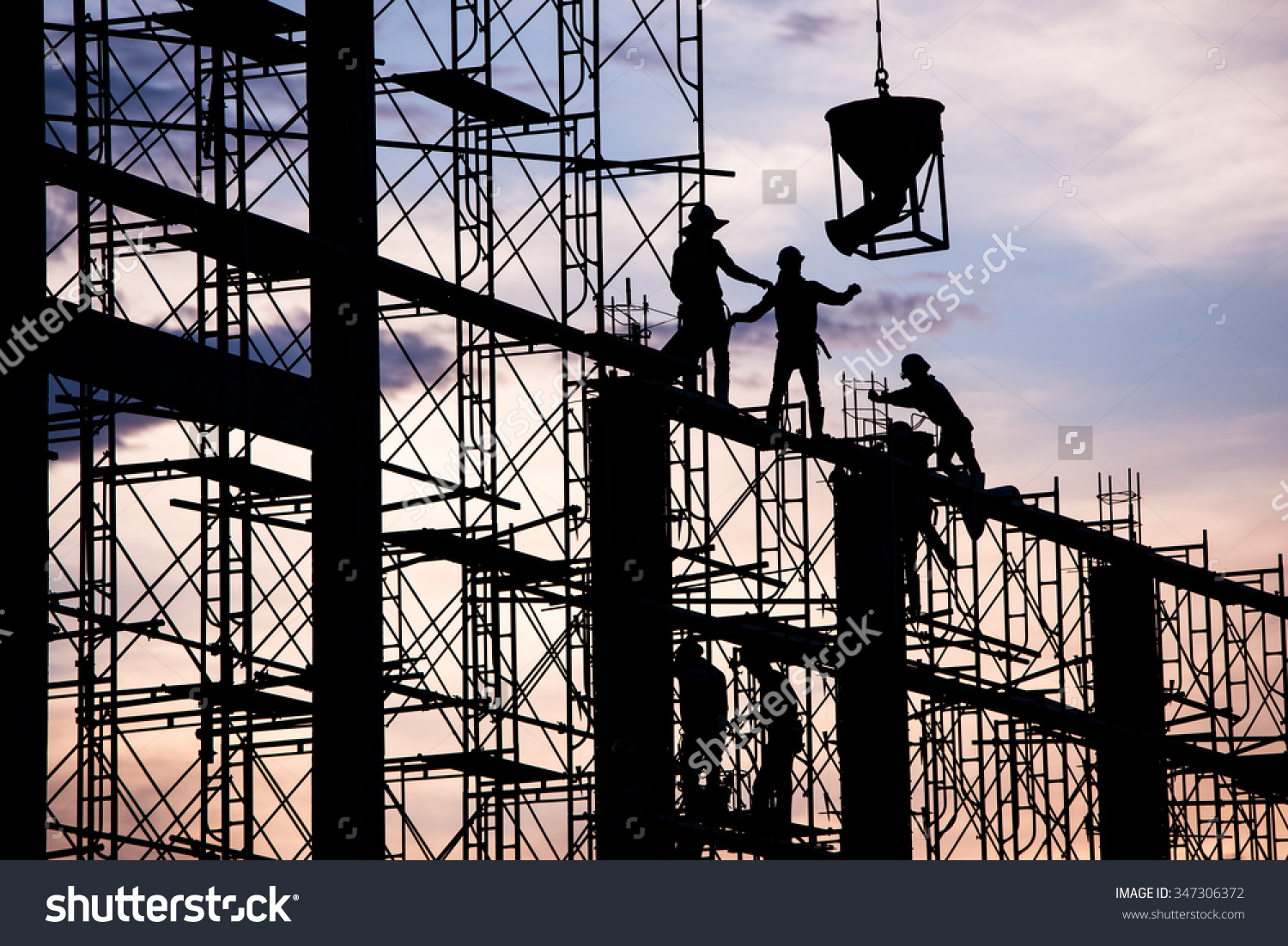 Silhouette Worker Construction Building Casting Concrete Stock.