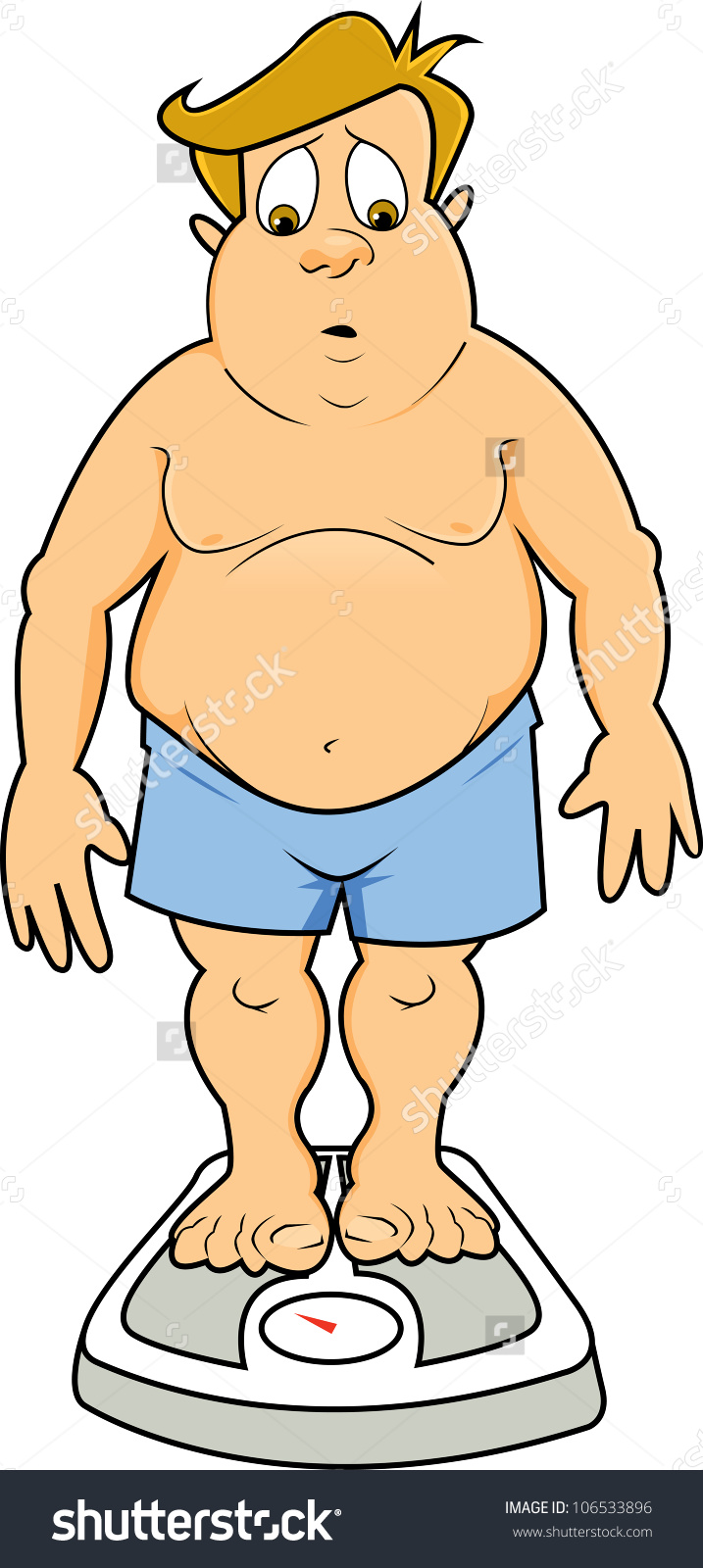Overweight Man Underwear Standing On Scale Stock Vector 106533896.