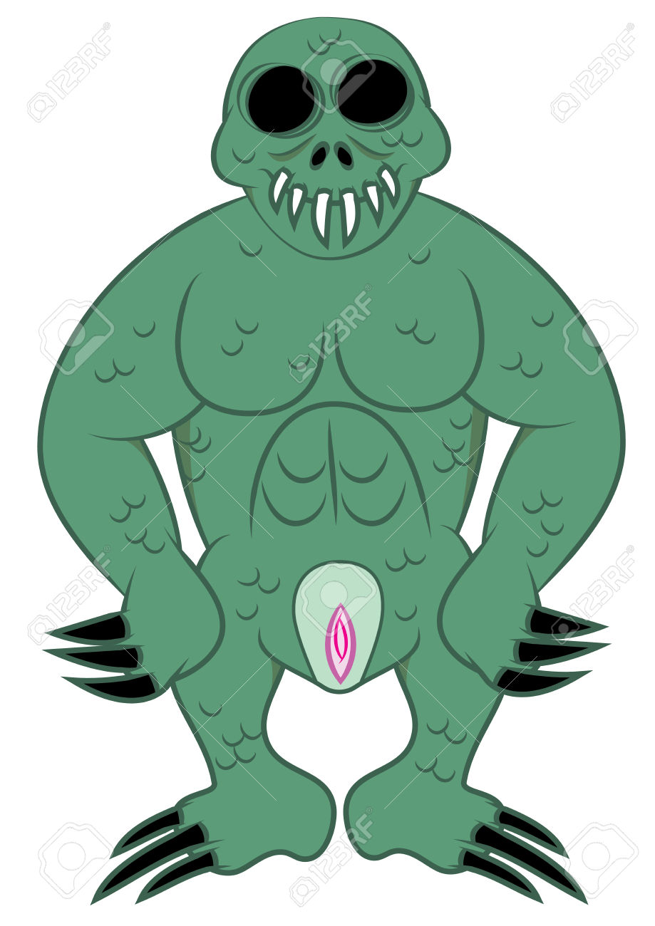 Cold Blooded Scaly Green Monster Vector Illustration Royalty Free.