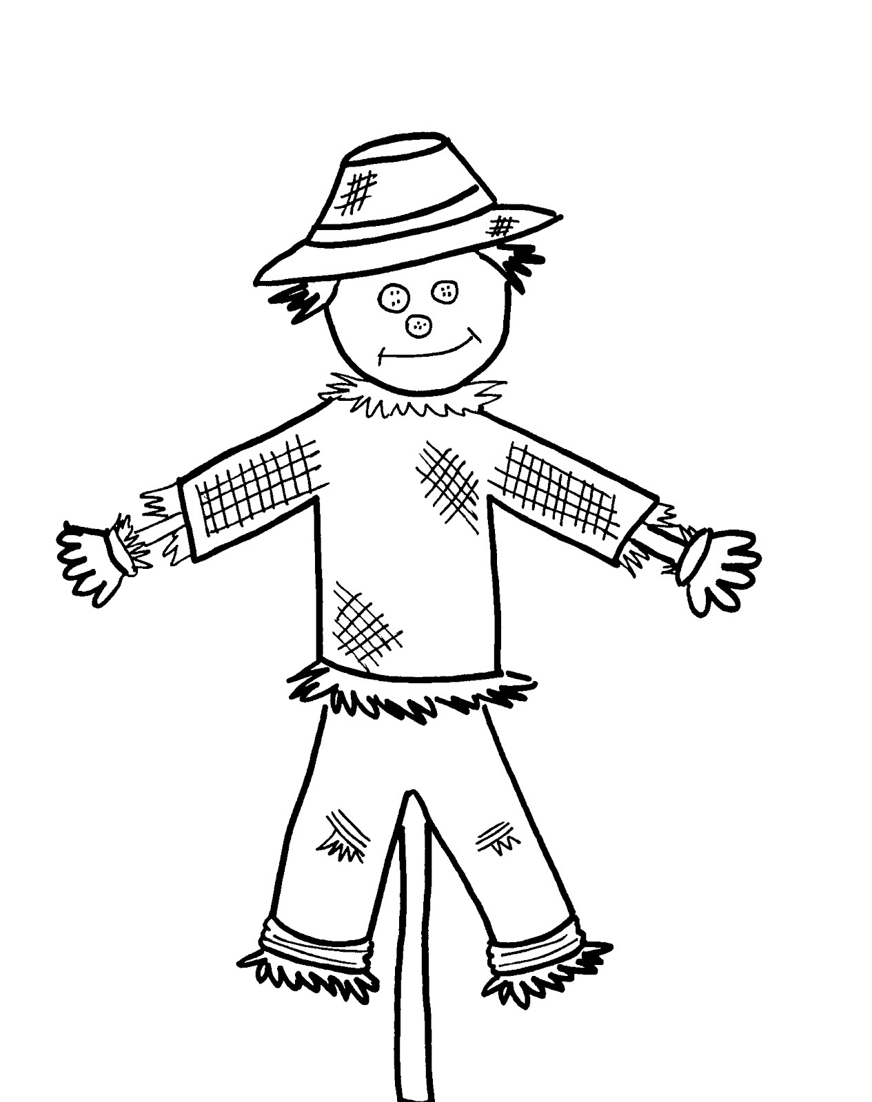 Scarecrow clipart black and white.