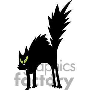 Scared Black Cat clipart. Royalty.