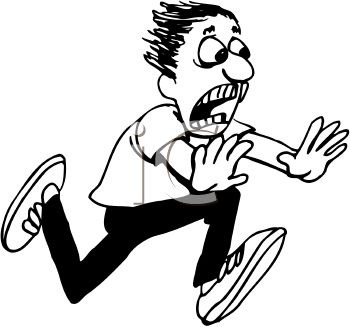 Scared Man Running Clipart.