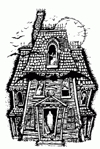 Images: Halloween Haunted House Clip Art Black And White.