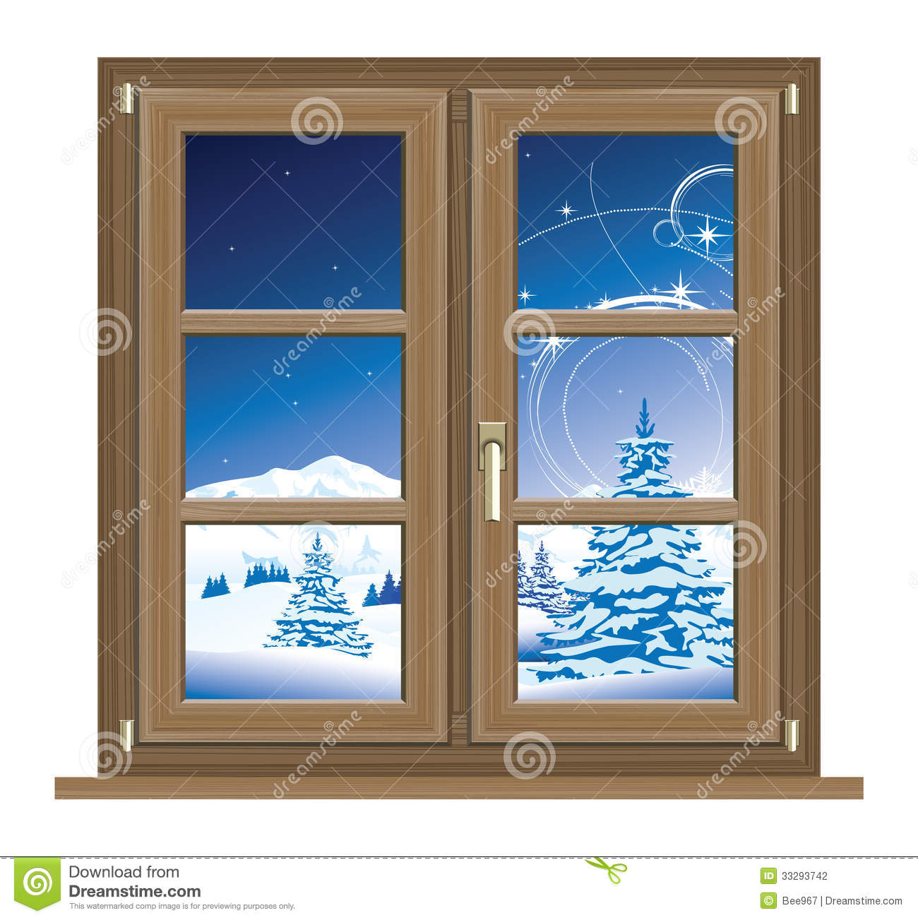 Окна с видом на зиму мультяшное