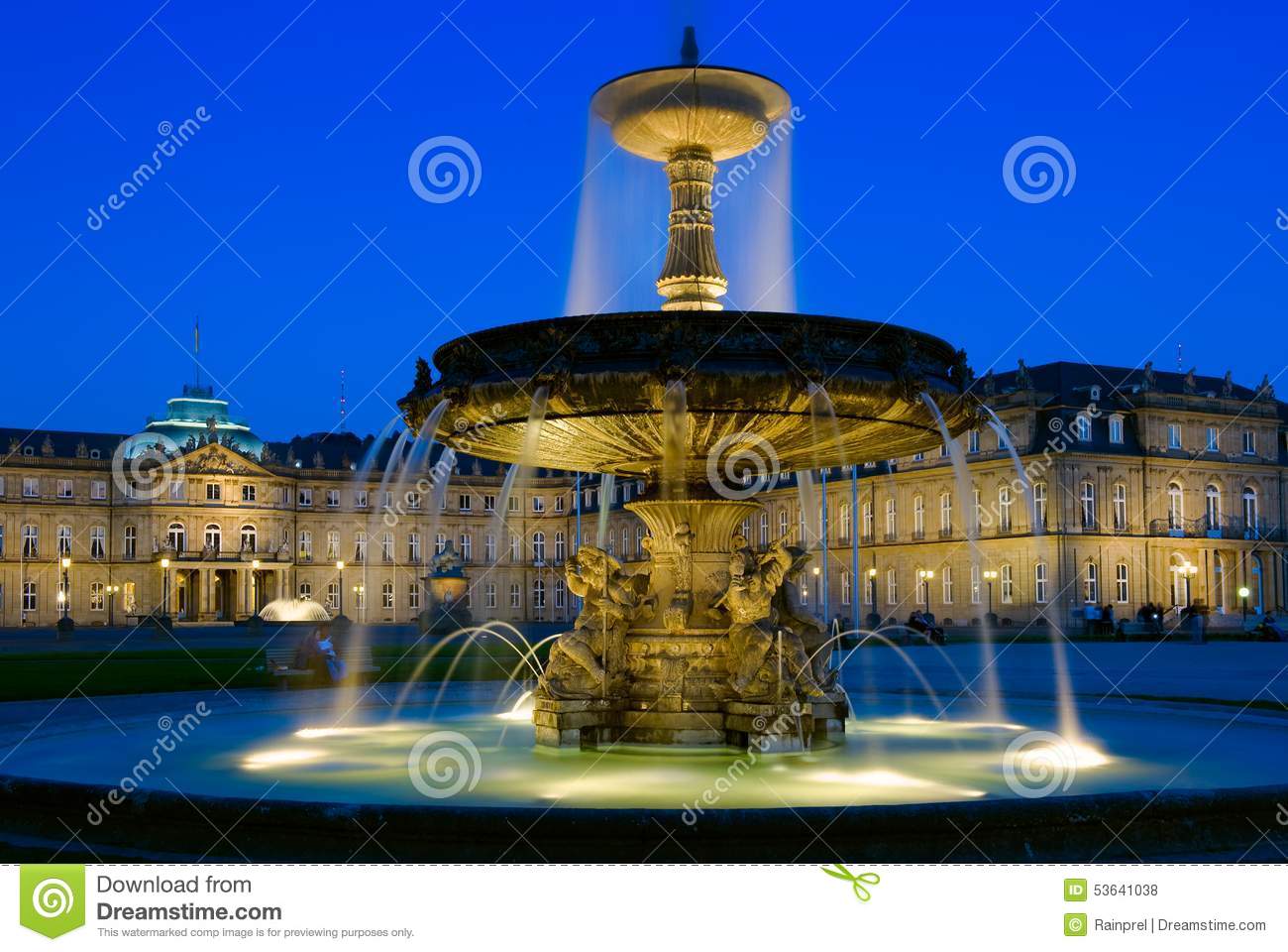 Schlossplatz Fountain In Stuttgart, Germany Stock Photo. Schlossplatz Fountain In Stuttgart, Germany Stock Photo.