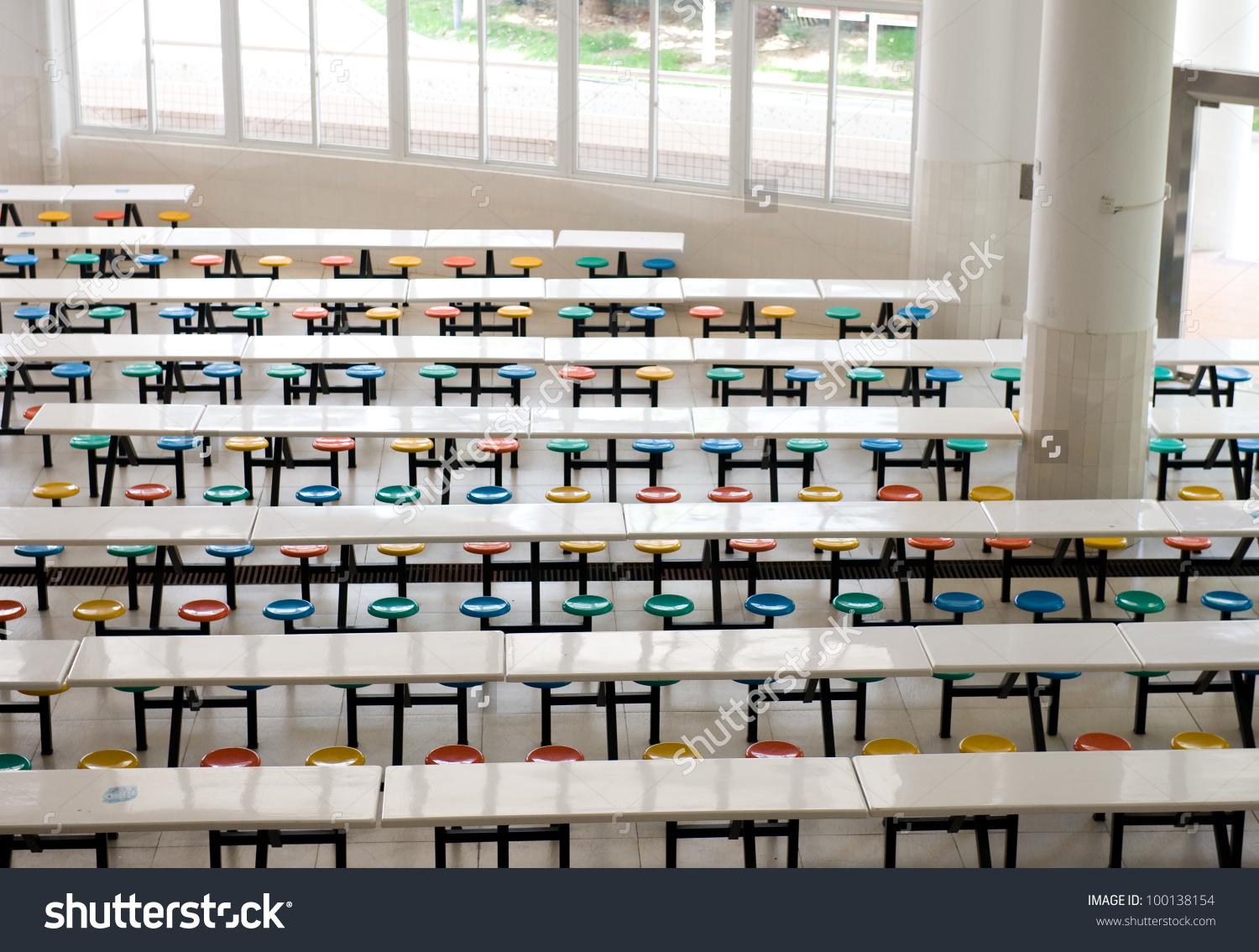Clean School Cafeteria Many Empty Seats Stock Photo 100138154.