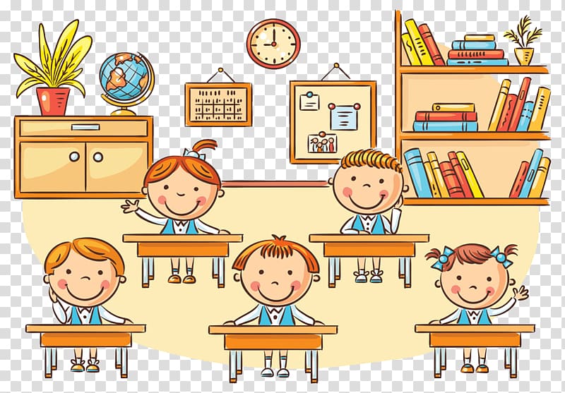 Three children\'s , Student Classroom Cartoon , School.