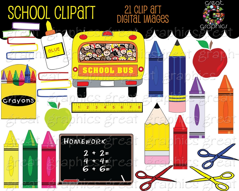 Printable School Clipart.