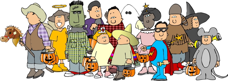 School Halloween Costume Parade Clipart.