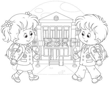 Child Going To School Clipart Black And White.