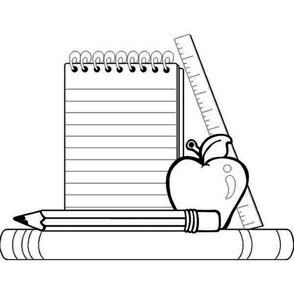 Compele School Supplies for Going Back to School Coloring Page.
