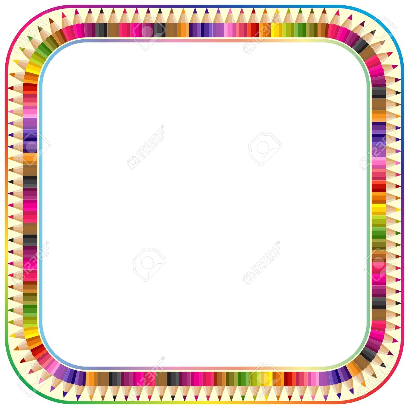 School Supply Circle Border Clipart.