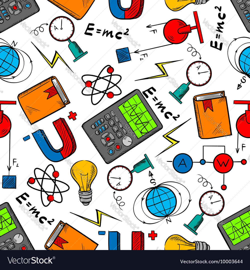 Physics science seamless pattern background.