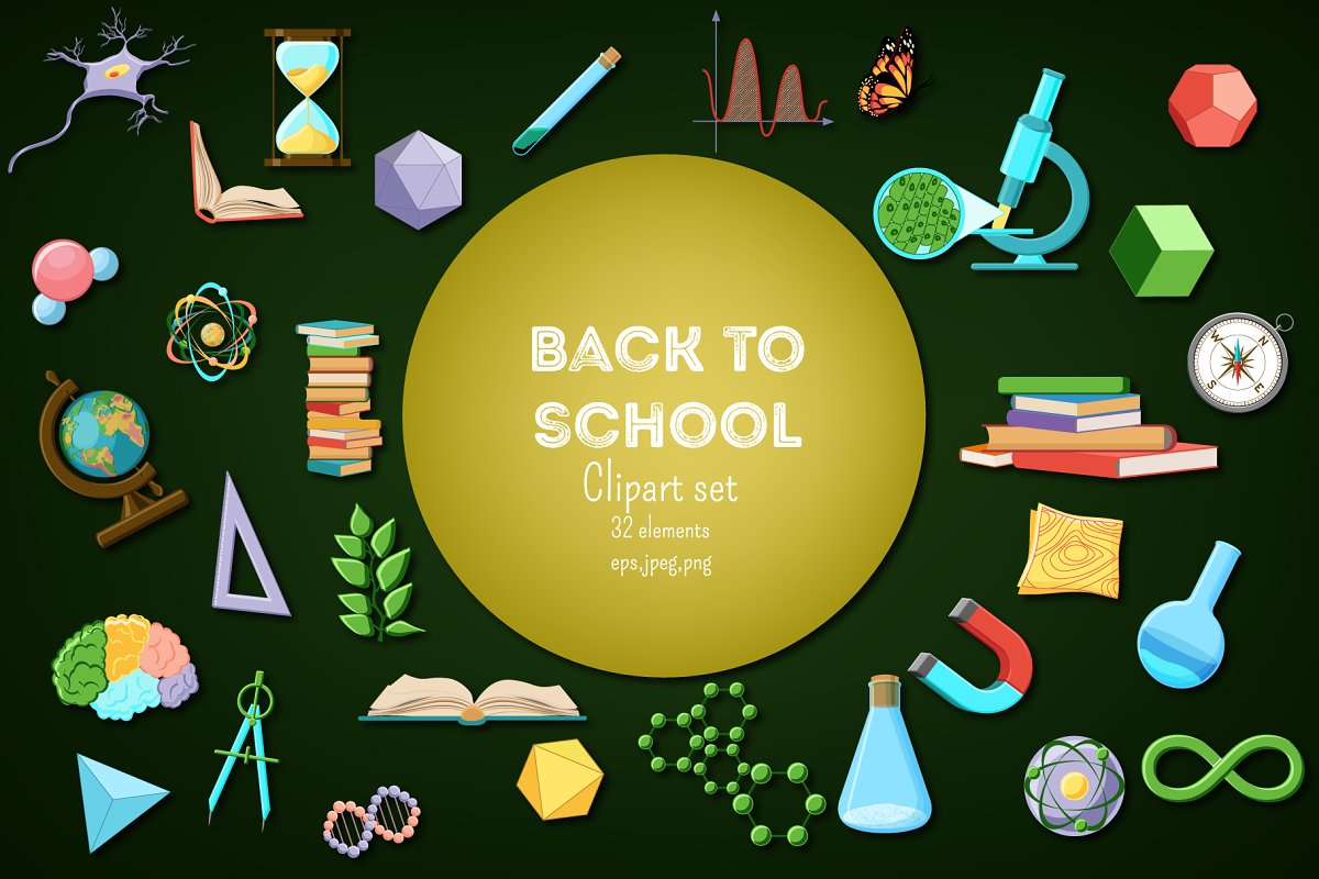 Back to School. Science clipart set..